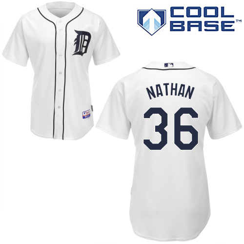 Joe Nathan #36 MLB Jersey-Detroit Tigers Men's Authentic Home White Cool Base Baseball Jersey
